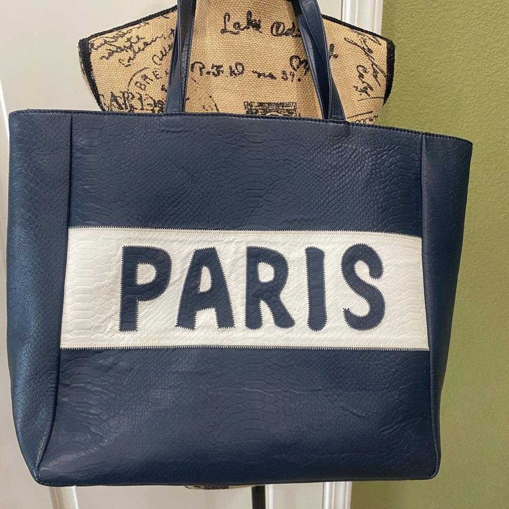 French Rendez Vous Navy Blue Tote Bag